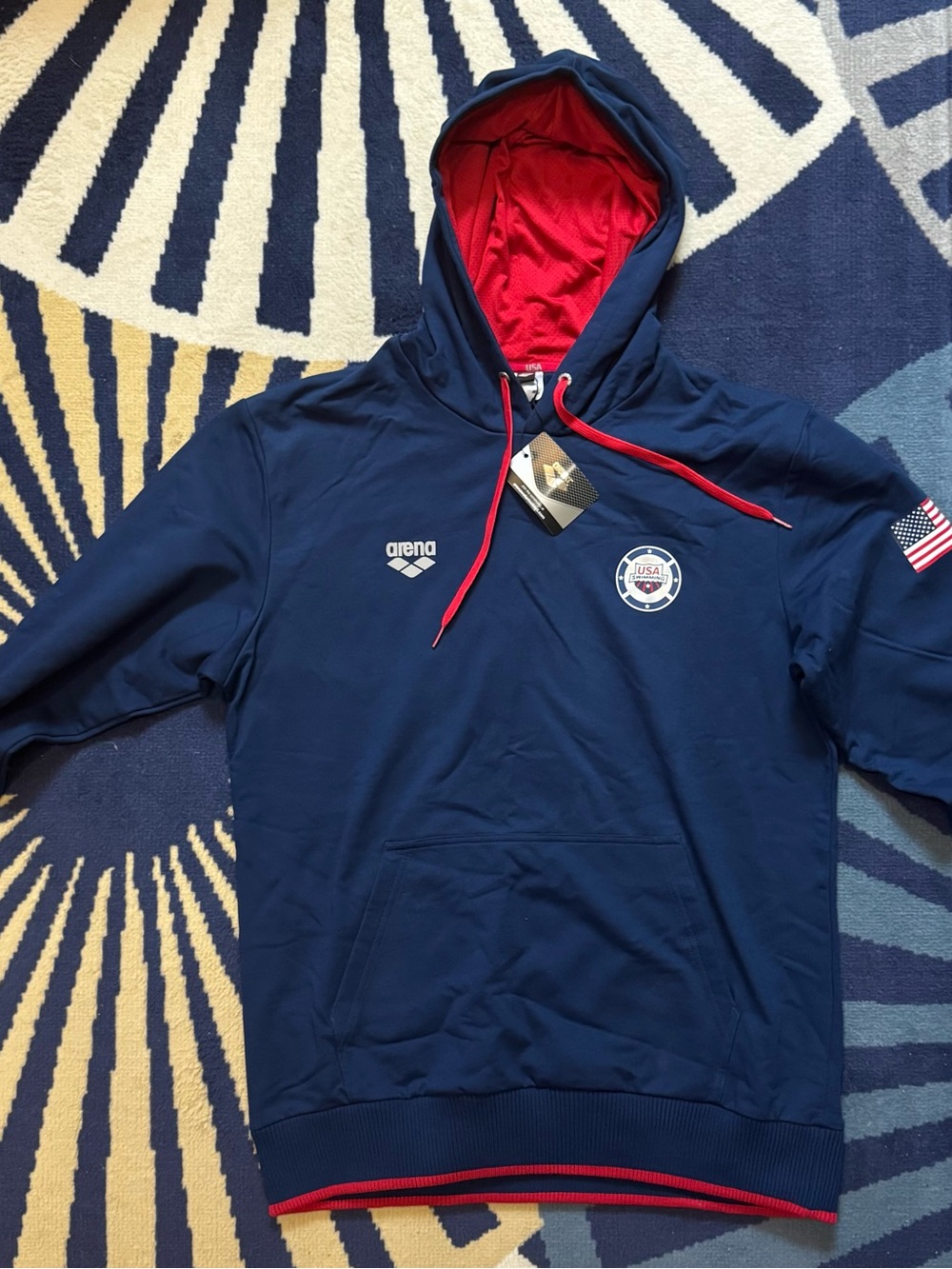 Arena USA Swimming Navy Hoodie with Red Accent